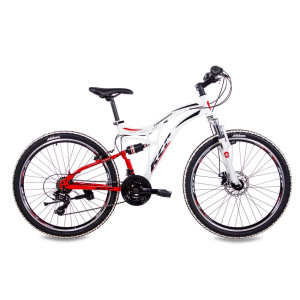 26 Zoll Mountainbike MTB Jugendrad KCP FAIRBANKS mit 21G SHIMANO Vollfederung weiss rot